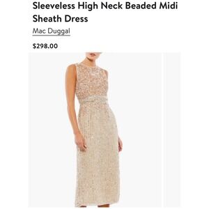 Mac Duggal Sequin Sheath Dress Women 12 Nude Pink Sequin Glam Cocktail
